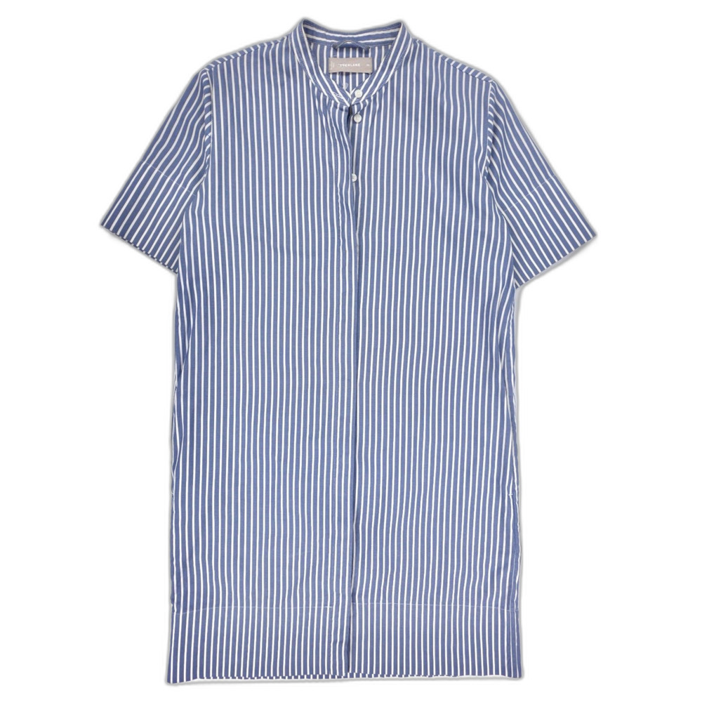 Everlane Short Sleeve Button Down Shirt Dress Tunic Blue Stripe Resort Old Money